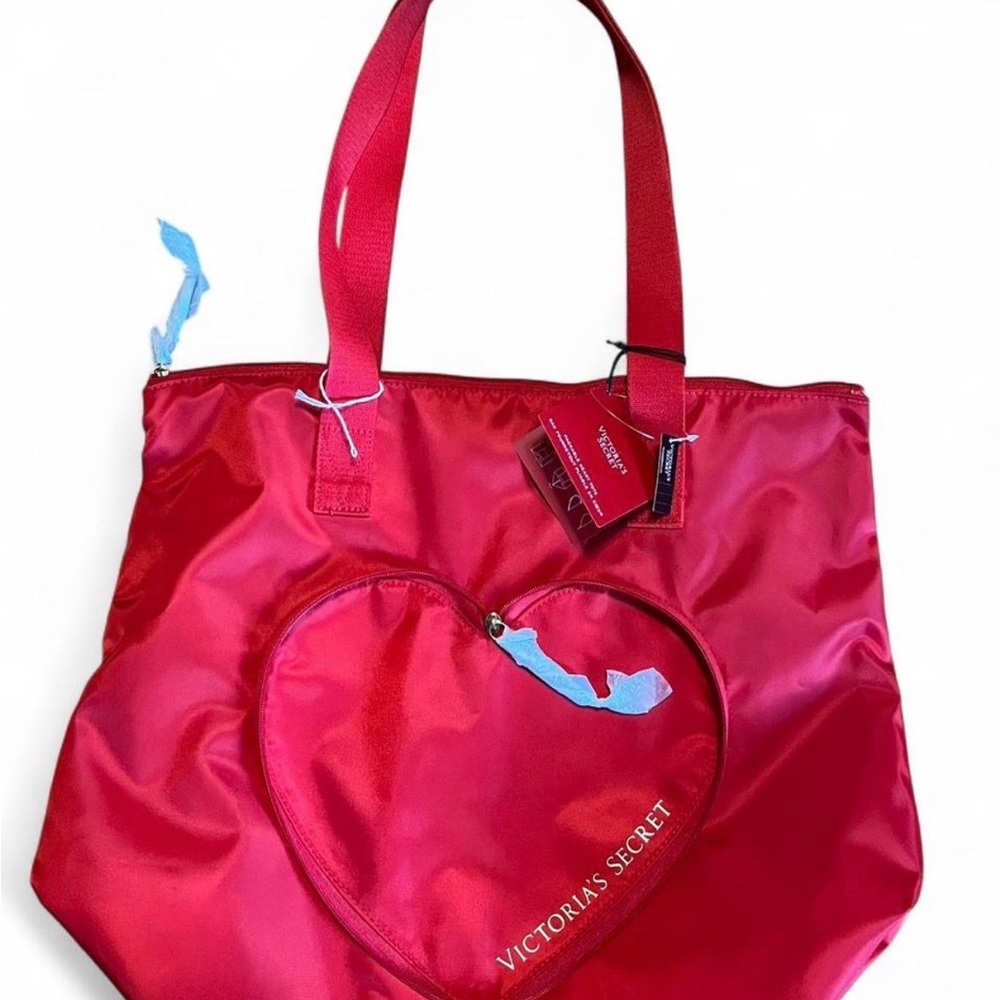 Victoria's Secret Hot Pink Heart Zip Tote